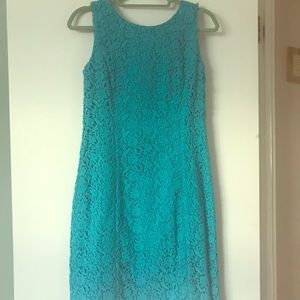Turquoise/aqua lace overlay dress